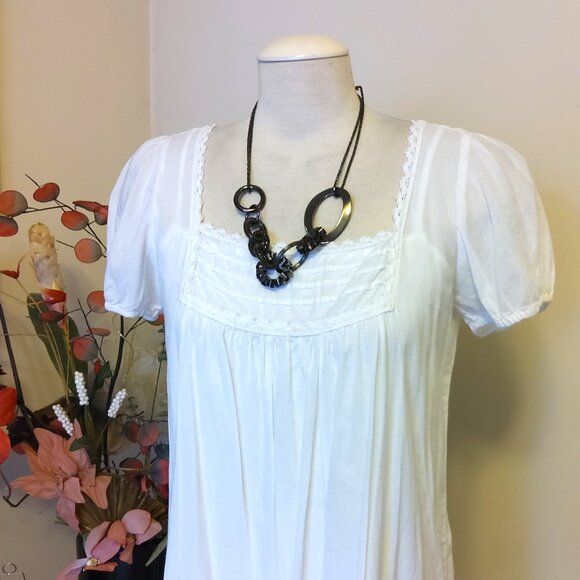 Vintage NEW Sandwich Jewellery Black Metal Pendant VTG Art Deco Necklace - Picture 7 of 7